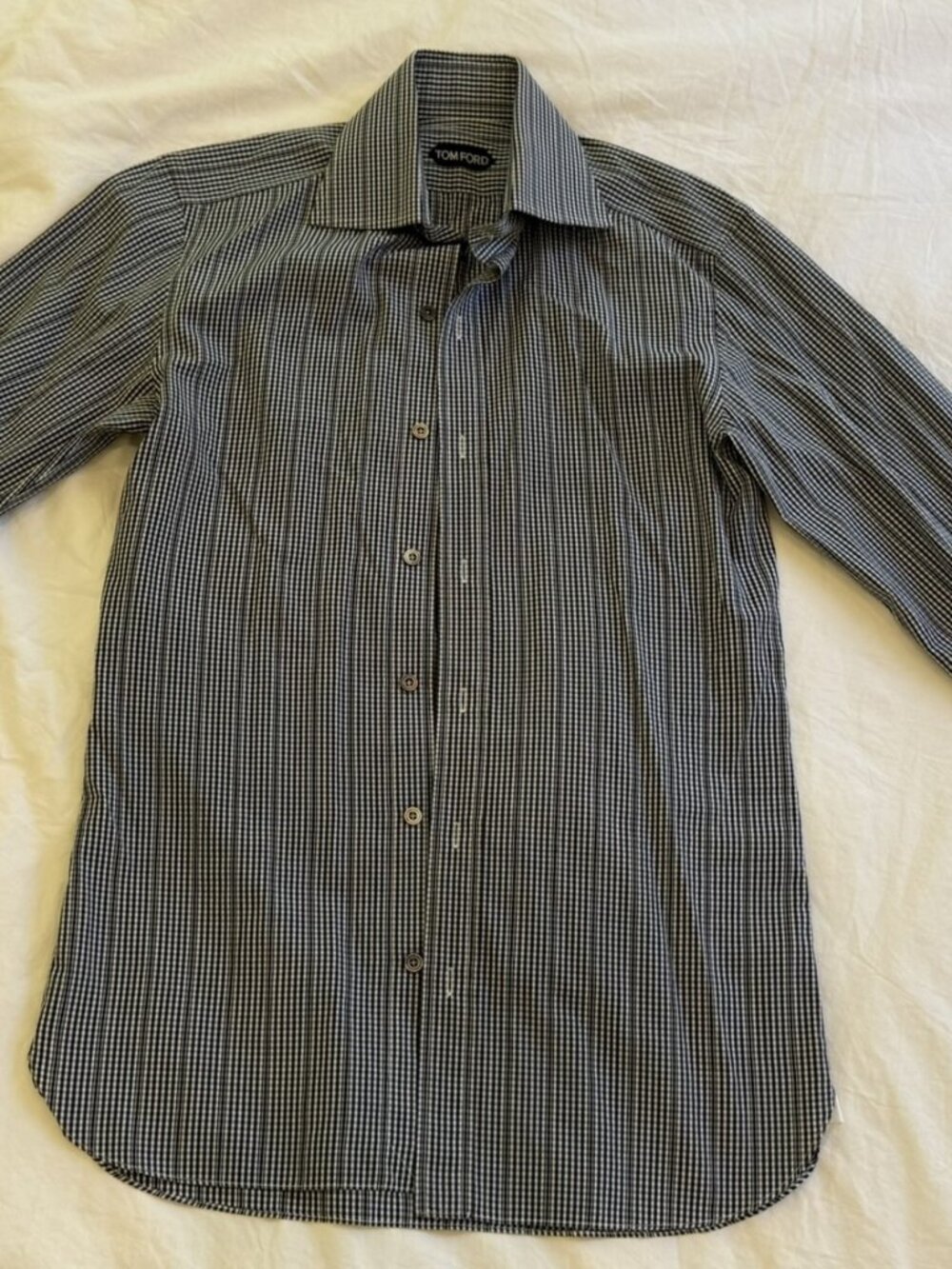 Tom Ford Black Checked Shirt - 15 Inch Collar